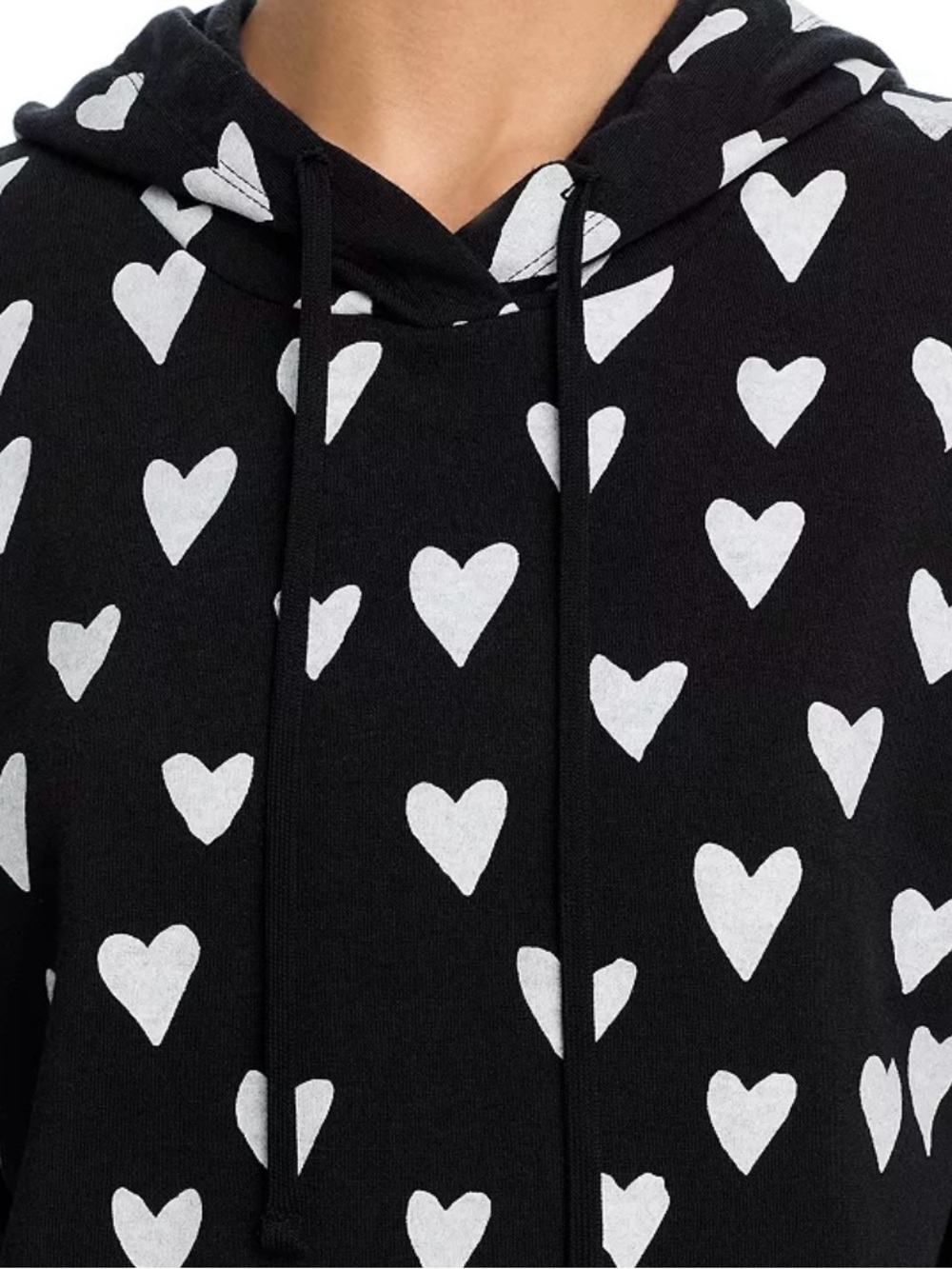 AQUA Women's Black Heart-Print Hoodie NWT